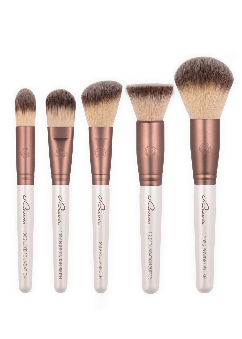Luvia Highlight & Contour Pinselset – 3 Vegane Schminkpinsel Aus Nurai-Haar, In Satin-Tasche